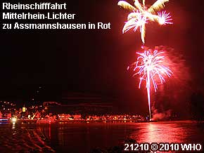 Rheinschifffahrt Mittelrhein-Lichter zu Assmannshausen in Rot